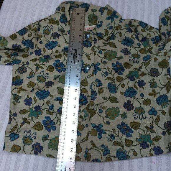 Vintage Susan Ross Womens Lightweight Blazer Jacket Tan Floral Button Front Boho - Picture 5 of 7